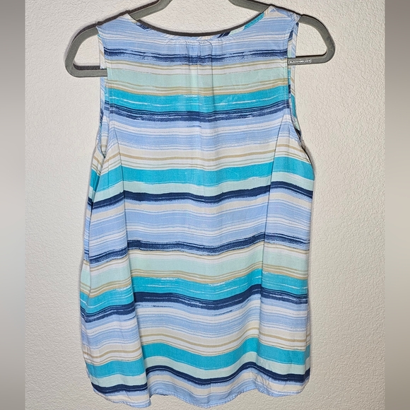 Sonoma Women's Tank Top 1X Multicolored Stripped Tank with Keyhole Tie - Picture 3 of 6